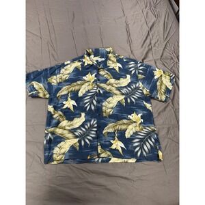 Quiksilver Edition Mens XXL Blue Tropical Aloha Shirt Rayon Linen Blend J509694